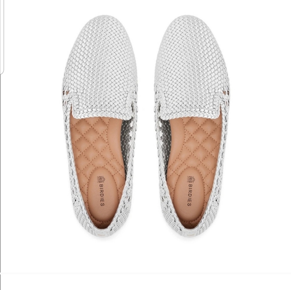 Birdies Starling Loafers Woven Silver Size 9